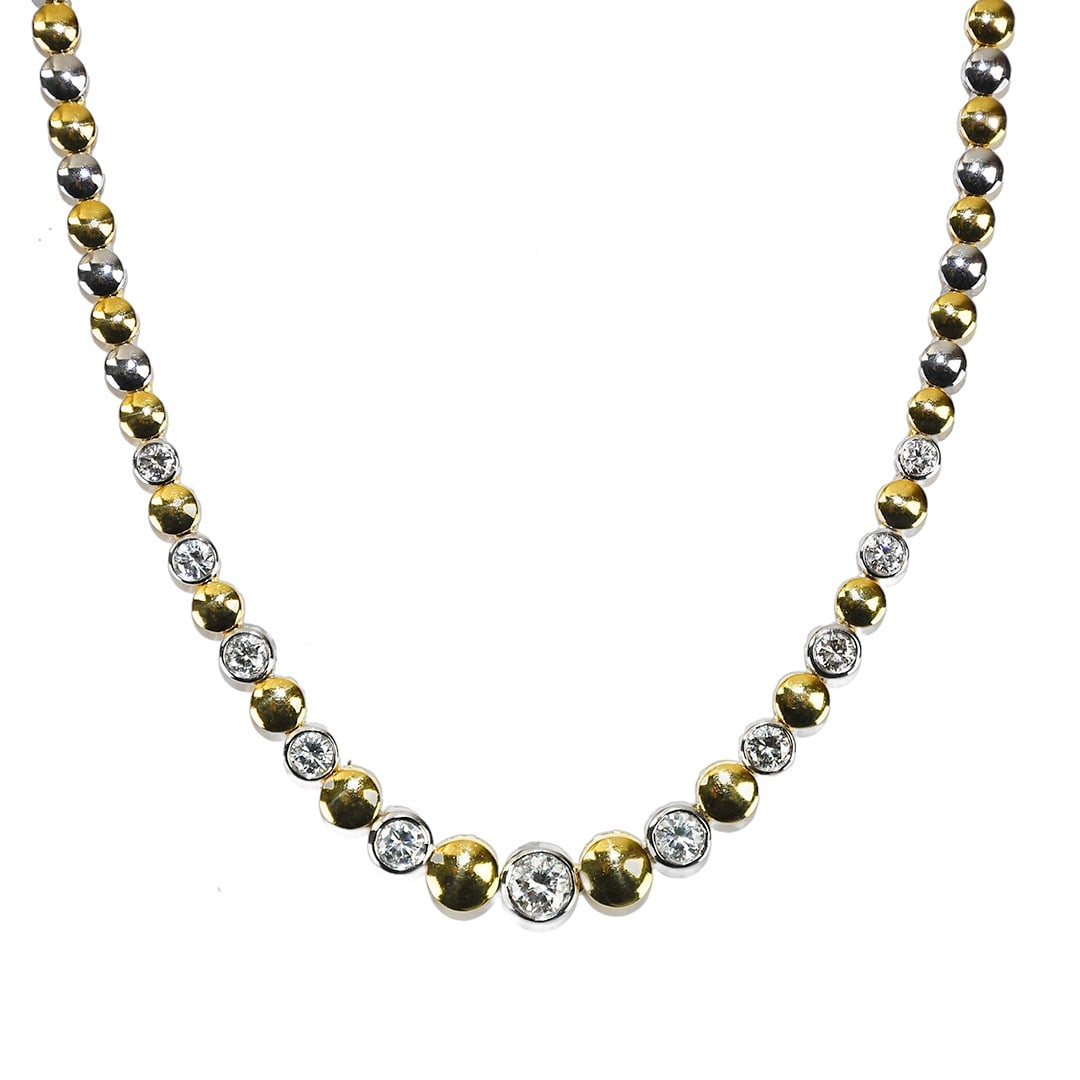 Diamond Tennis Necklace in 18K Two Tone Gold 2.45ct 16.5 in (1 of 6)