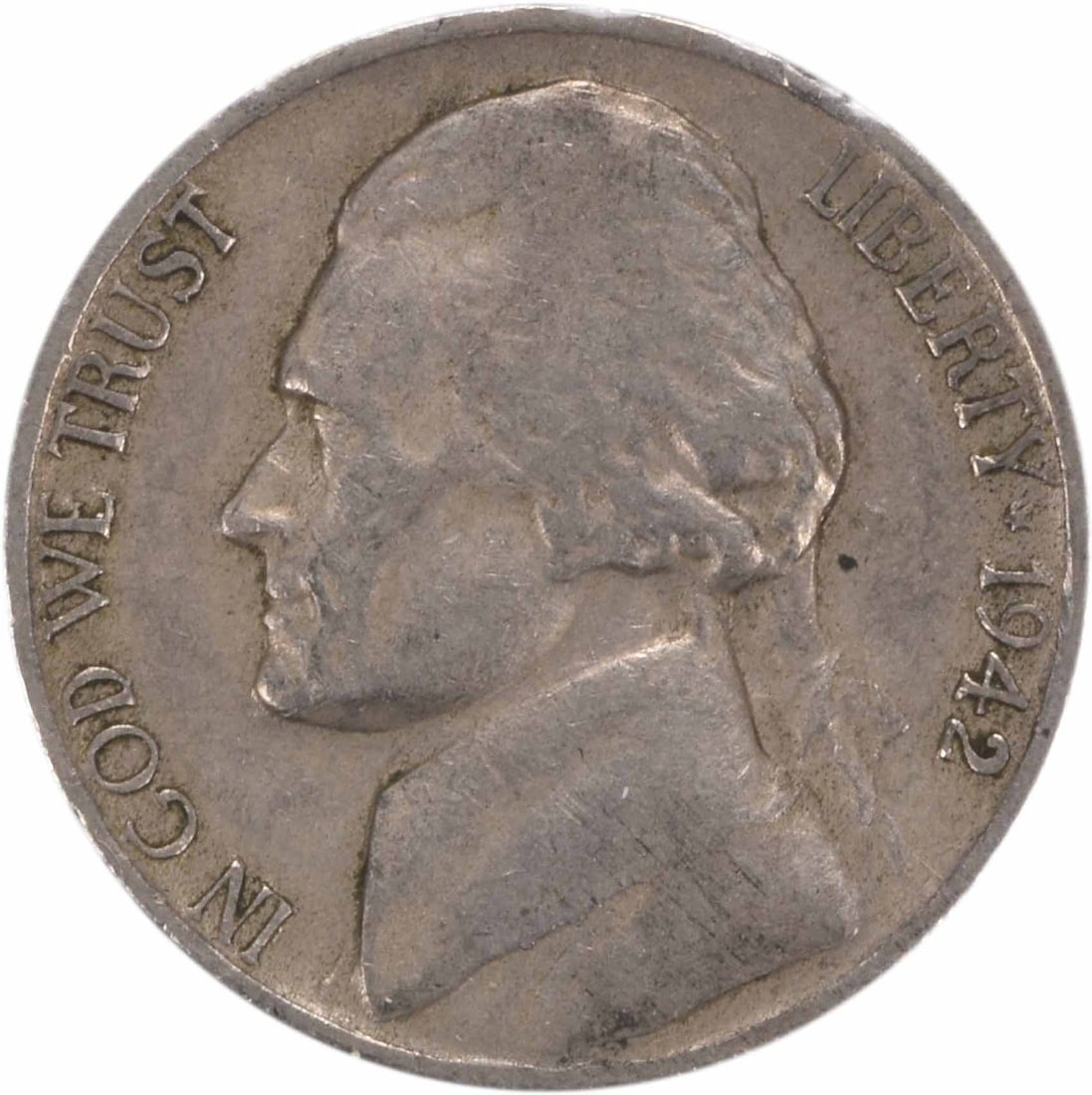 1942-D/D Jefferson Nickel XF Denver Mint Uncertified: 1942-D/D Jefferson Nickel XF Denver Mint Uncertified This 1942-D/D Jefferson Nickel is a circulated coin, featuring the classic design by Felix Schlag. Struck at the Denver mint, it showcases a unique