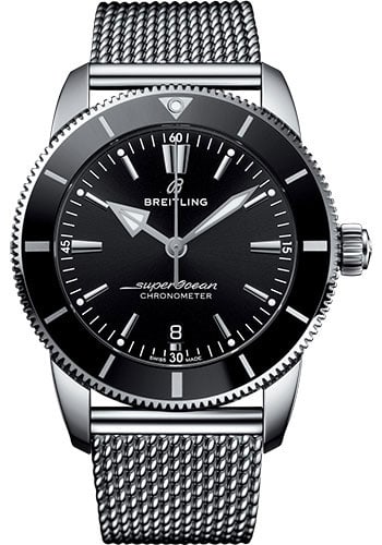 Breitling AB2030121B1A1 Superocean Heritage II B20 mens watch black dial: Breitling AB2030121B1A1 Superocean Heritage II B20 mens watch black dial Breitling Superocean Heritage II B20 Automatic wristwatch with a black dial, rotating bezel, and bracelet. Includes card dated 
