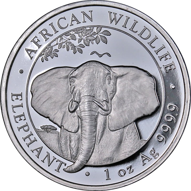 2021 Somalia Elephant 1 oz .9999 Silver Coin BU: 2021 Somalia Elephant 1 oz .9999 Silver Coin BU Original 2021 Somalia 1 Ounce Silver Elephant coin in Brilliant Uncirculated condition. Struck in .9999 fine silver, this issue features a single large 