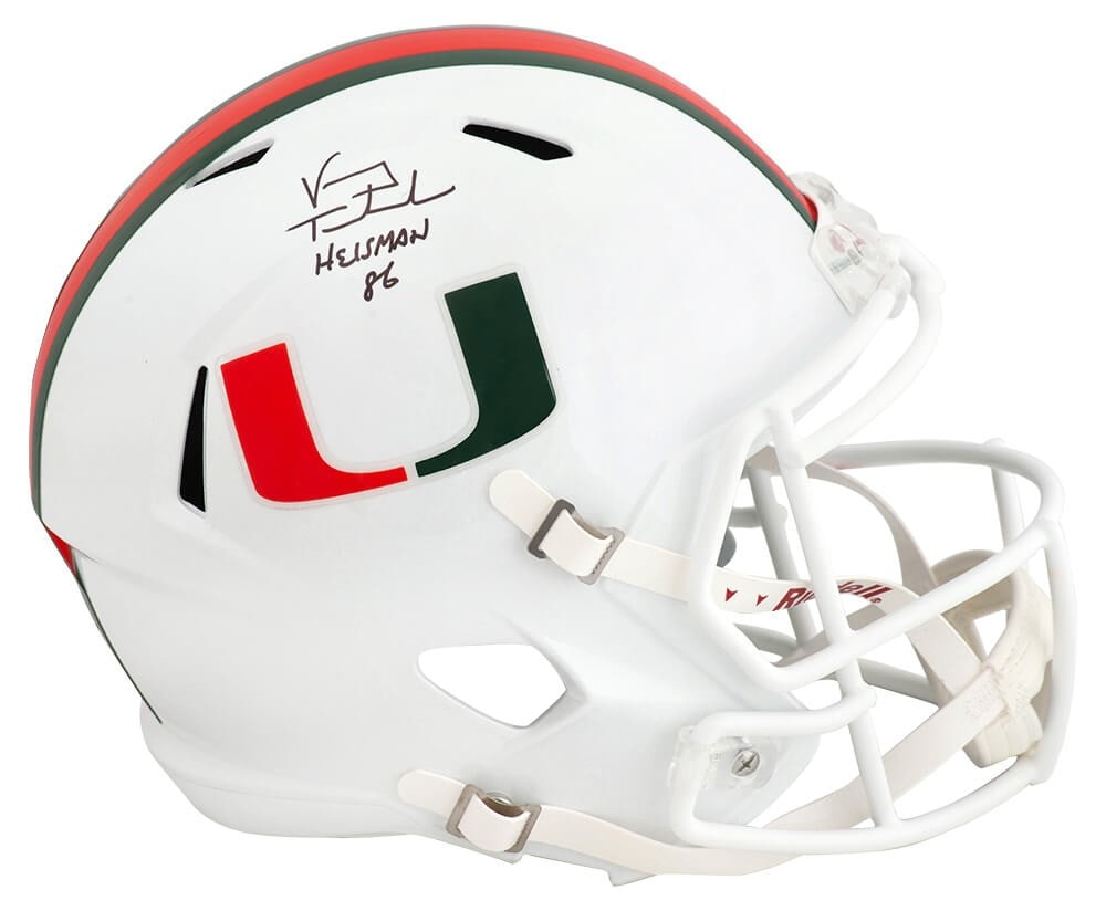 Vinny Testaverde Signed Miami Hurricanes Riddell Helmet Heisman 1986 SS COA (1 of 1)