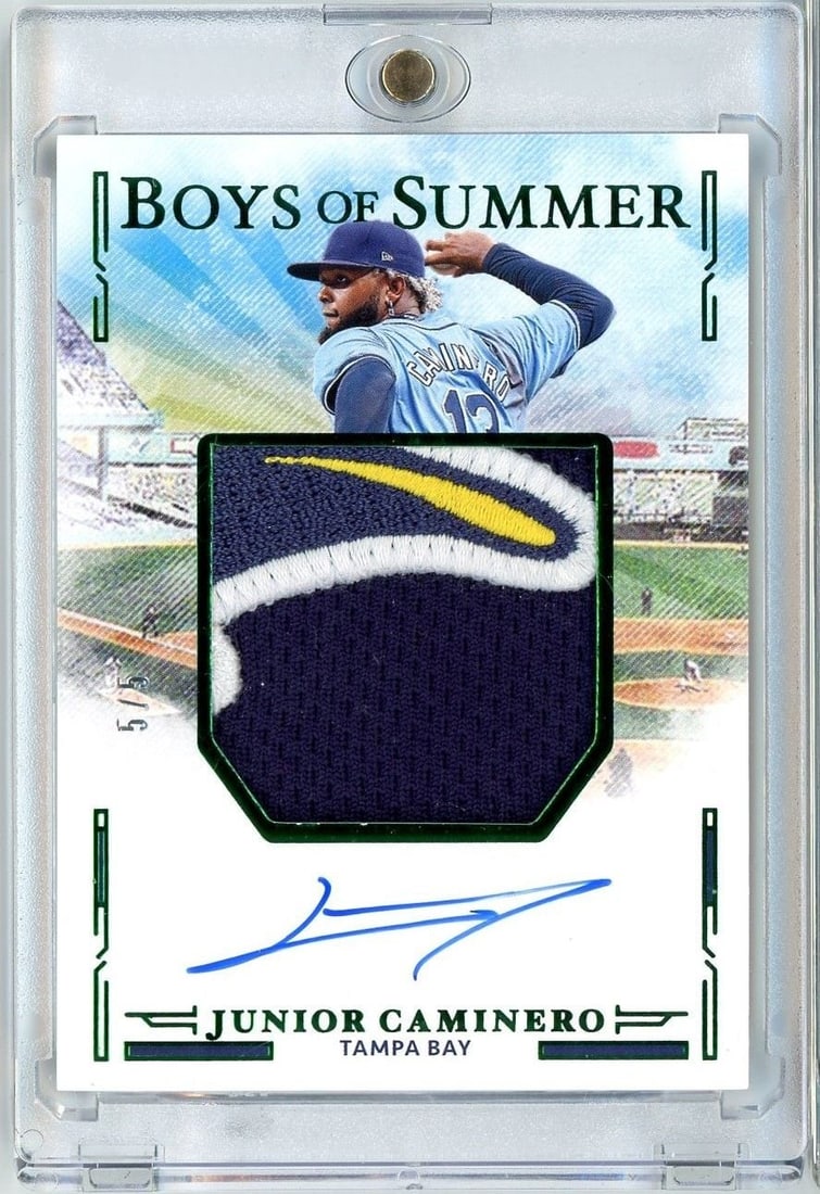 Junior Caminero 2025 Panini Boys of Summer Relic Auto 5 of 5 (1 of 2)