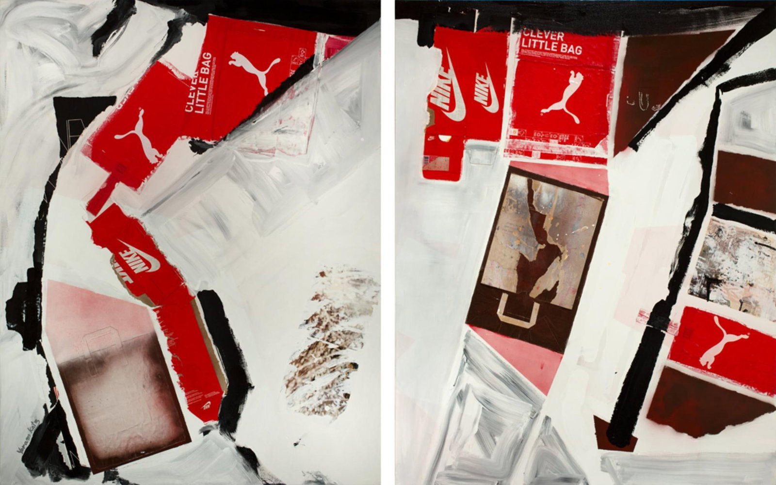 Yoram Katz Nike diptych mixed media painting 60 x 97 in (1 of 1)