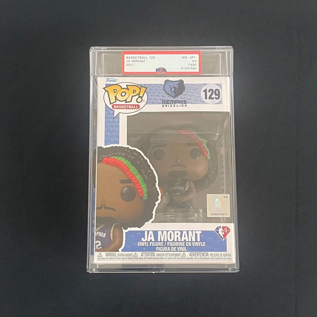 Ja Morant Funko Pop #129 PSA NM-MT 8.5 Grizzlies Encapsulated: Ja Morant Funko Pop #129 PSA NM-MT 8.5 Grizzlies Encapsulated Introducing the Ja Morant Funko Pop #129, a must-have collectible for fans and collectors alike. This item has been graded as NM-MT 8.5 by
