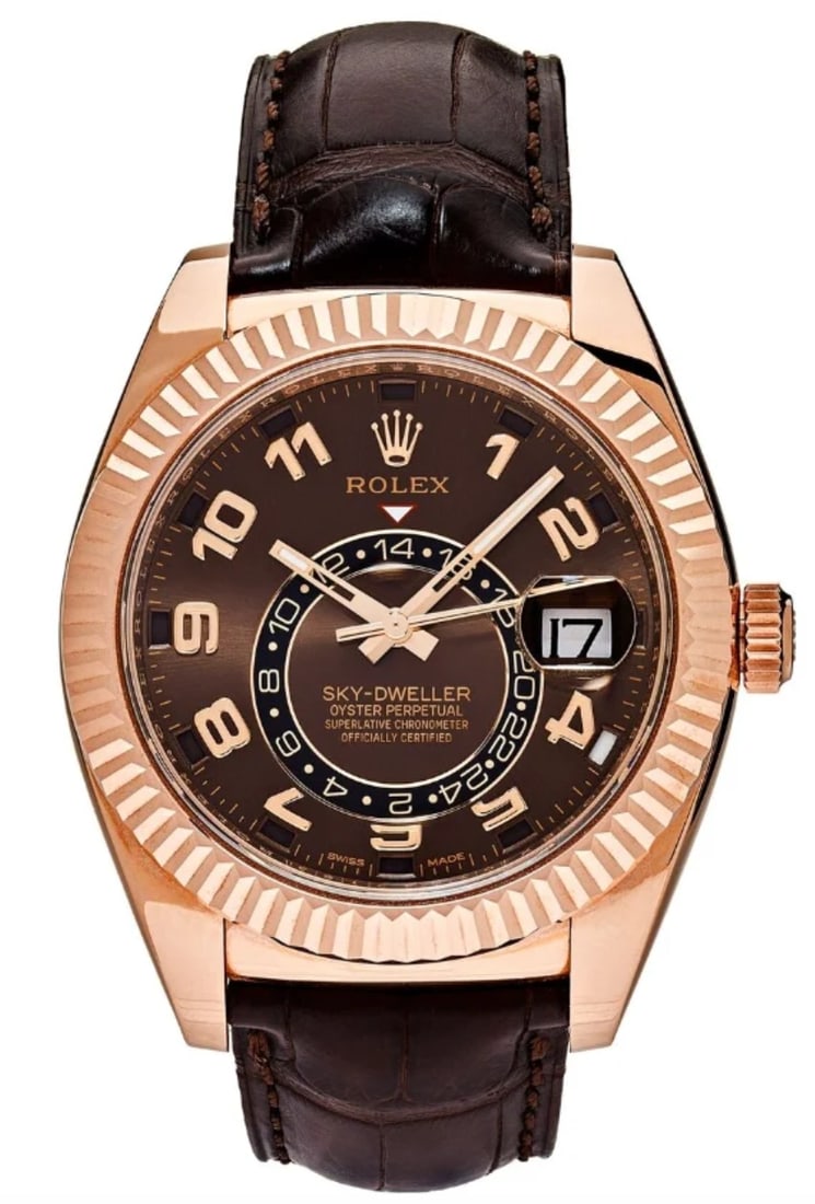 Rolex Sky-Dweller Ref 326135 Mens Watch Chocolate Dial Leather Strap Card 2017 (1 of 7)