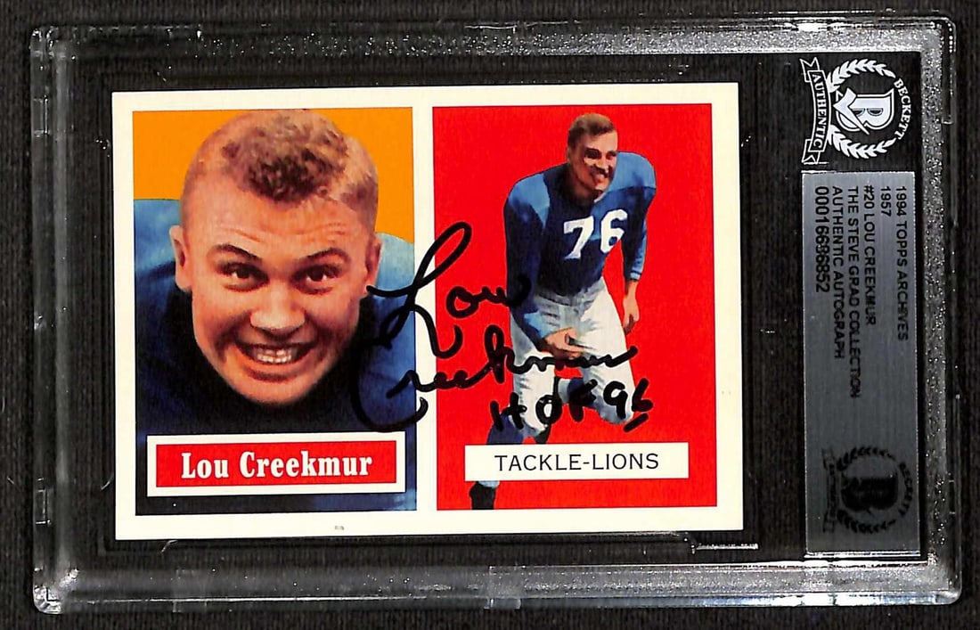 Autographed 1994 Topps Archives 1957 #20 Lou Creekmur Football Card Beckett Authenticated (1 of 1)