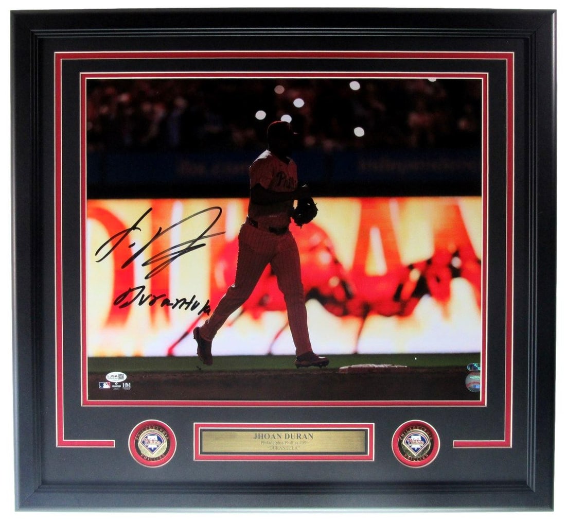 Framed 16x20 Jhoan Duran Signed Durantula Photo Phillies JSA (1 of 5)