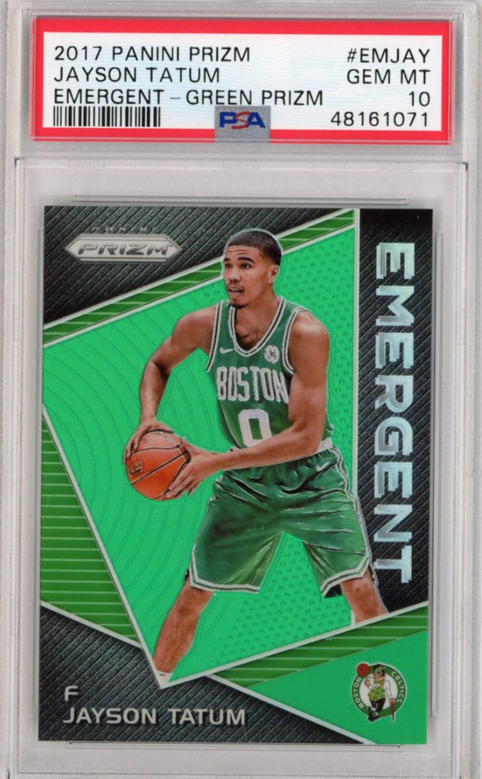 PSA 10 Jayson Tatum 2017-18 Panini Prizm Green Emergent Rookie Card (1 of 2)