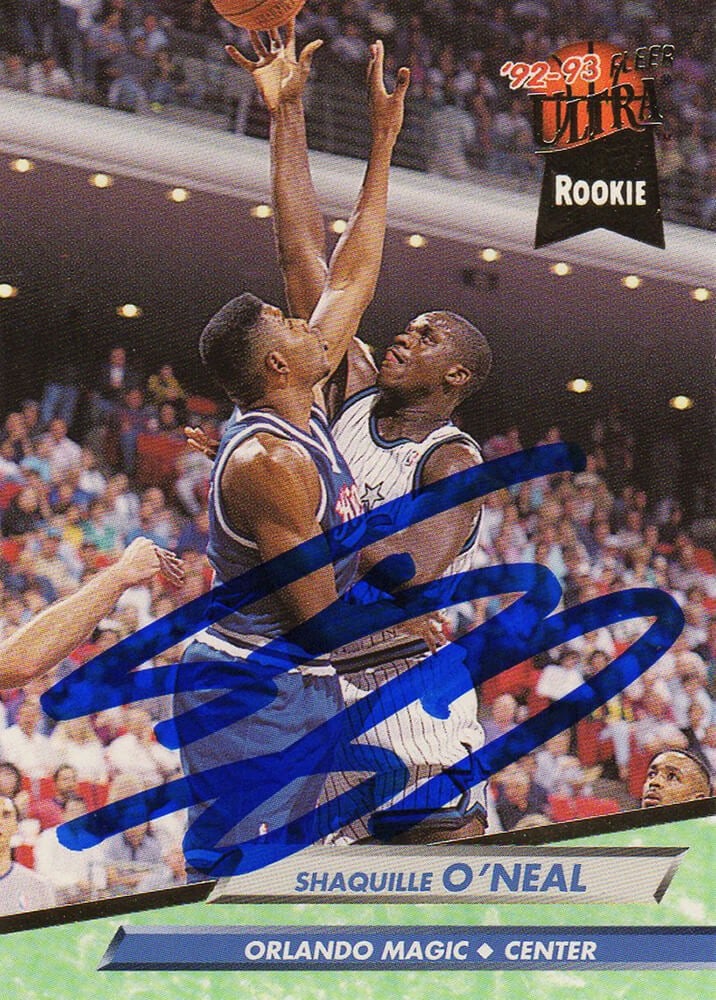 1992 Fleer Ultra #328 Shaquille O'Neal signed Orlando Magic rookie card COA (1 of 1)