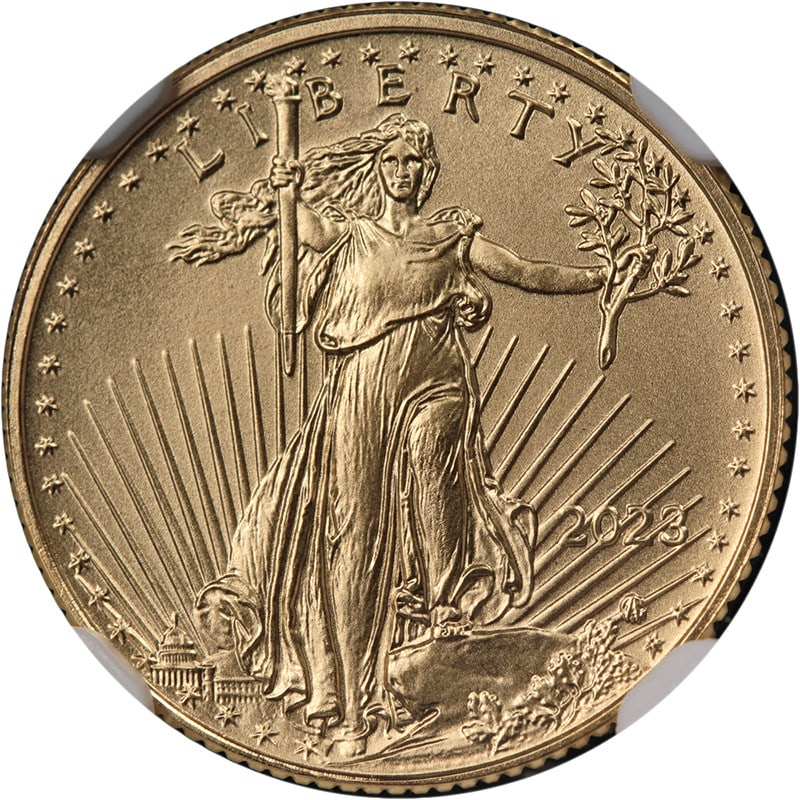 NGC MS70 2023 $5 Gold American Eagle Thomas Uram Signed Label (1 of 4)