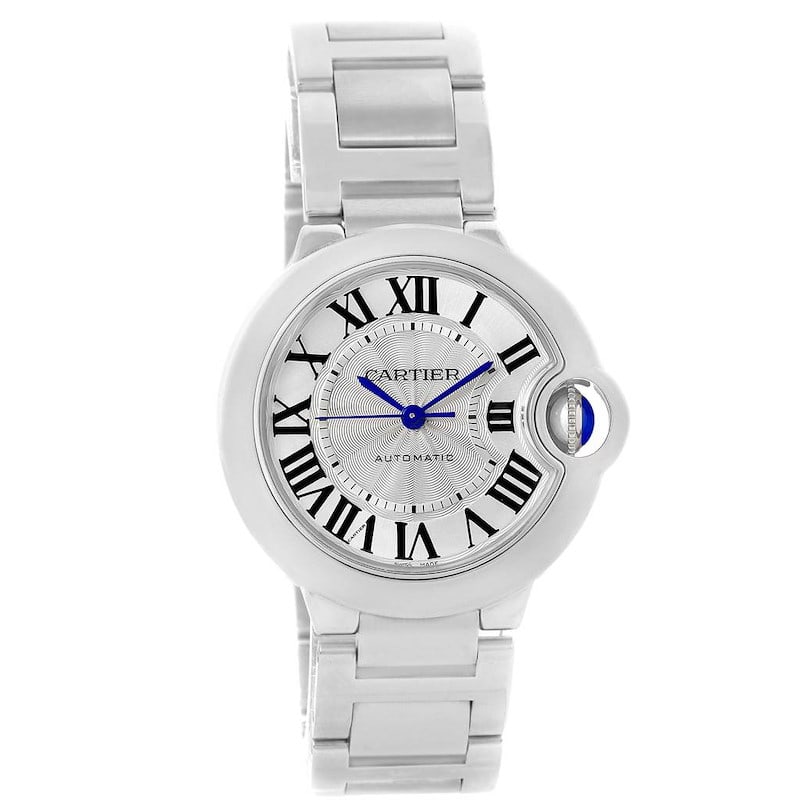 Cartier Ballon Bleu Ladies Watch W6920046 Silver Roman Dial Steel Bracelet: Cartier Ballon Bleu Ladies Watch W6920046 Silver Roman Dial Steel Bracelet Cartier Ballon Bleu ladies watch featuring a silver Roman numerals dial, smooth bezel, and stainless steel bracelet. This ref