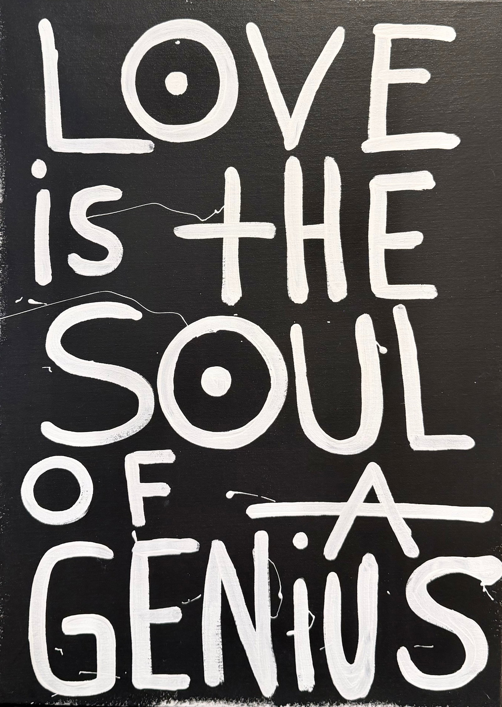 Vera Kochubey Love is the Souls of a Genius 30" x 24" Painting: Vera Kochubey Love is the Souls of a Genius 30" x 24" Painting "Love is the Souls of a Genius" is a 2024 painting by Vera Kochubey. Created in a bold Neo-Expressionist manner, this mixed media work on