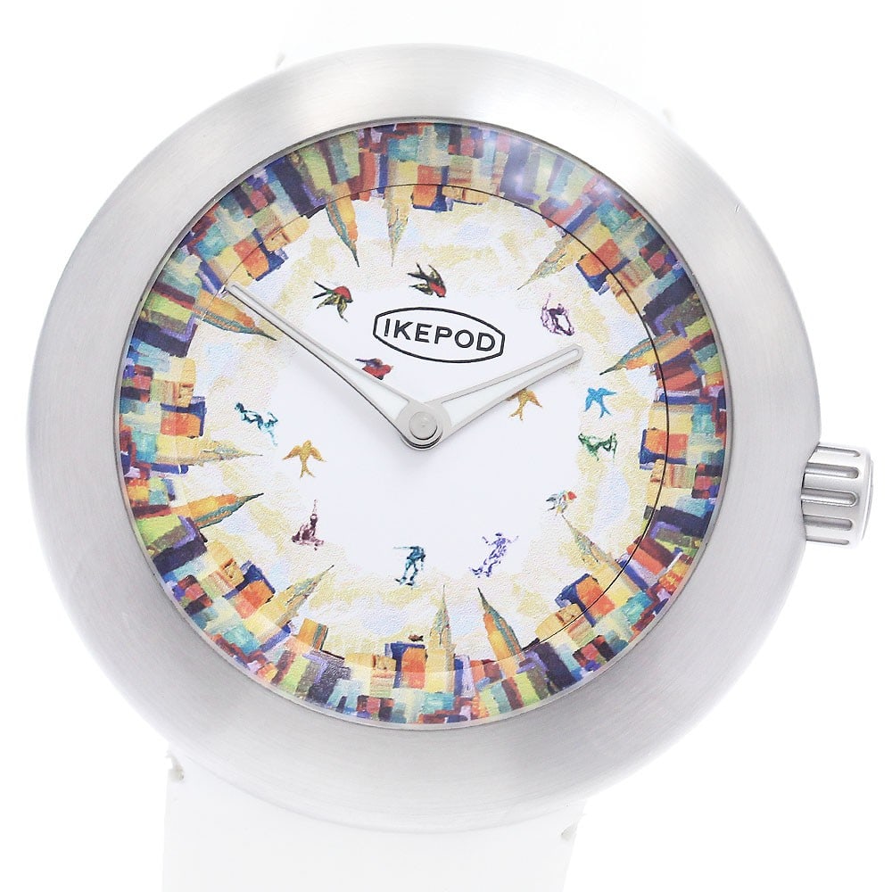 IKEPOD MegaPod Skater in the Sky men's automatic wristwatch IPMTC1SILB: IKEPOD MegaPod Skater in the Sky men's automatic wristwatch IPMTC1SILB IKEPOD MegaPod Skater in the Sky automatic men's wristwatch with a stainless steel case, rubber belt, and multicolor dial. The wa