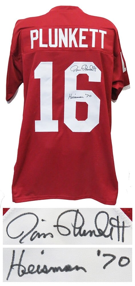 Jim Plunkett Signed Red Throwback Jersey Heisman 70 COA (1 of 1)