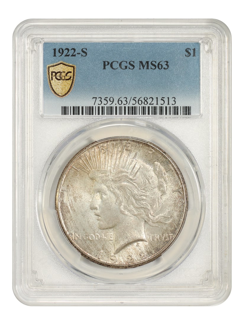 PCGS MS63 1922 S Peace Dollar 1st San Francisco Mint Issue (1 of 4)