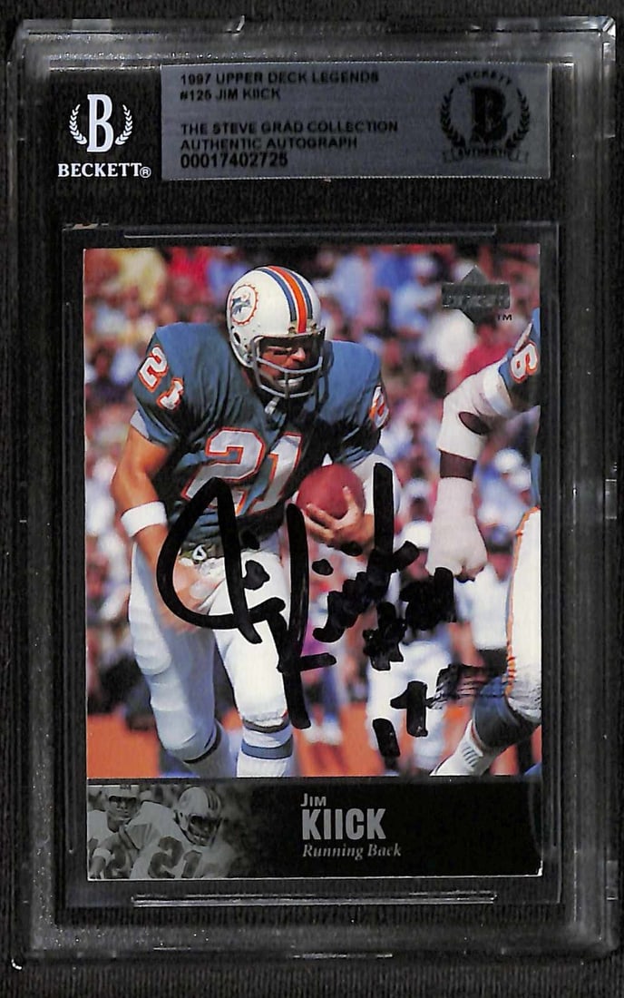 Beckett authenticated Jim Kiick 1997 Upper Deck Legends #125 autographed card (1 of 1)