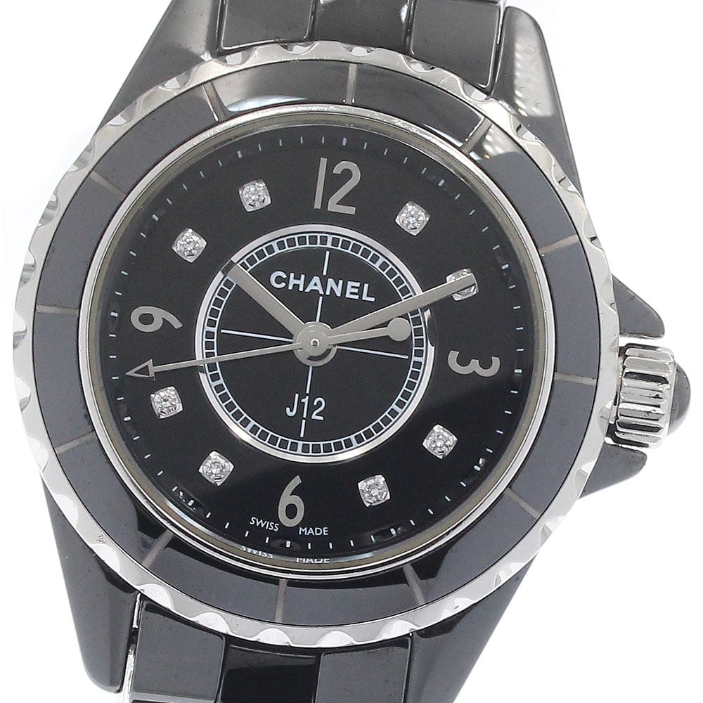 CHANEL J12 H2569 Women's Quartz Watch Black Ceramic 8 Diamond (1 of 6)