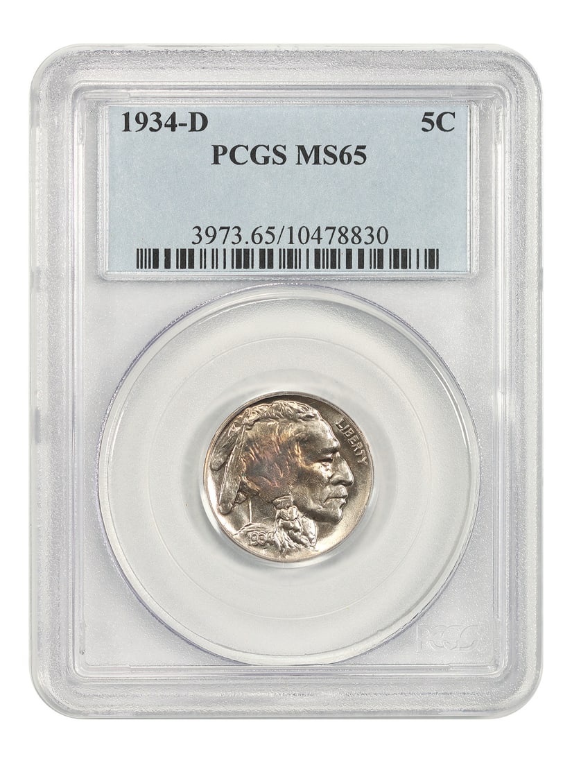 PCGS MS65 1934-D Buffalo Nickel 5C: PCGS MS65 1934-D Buffalo Nickel 5C 1934-D Buffalo Nickel certified by PCGS in MS65 grade. This pre-owned coin is an uncirculated 5C issue struck in Denver. Specifications Denomination: 5C Year: 1934 M