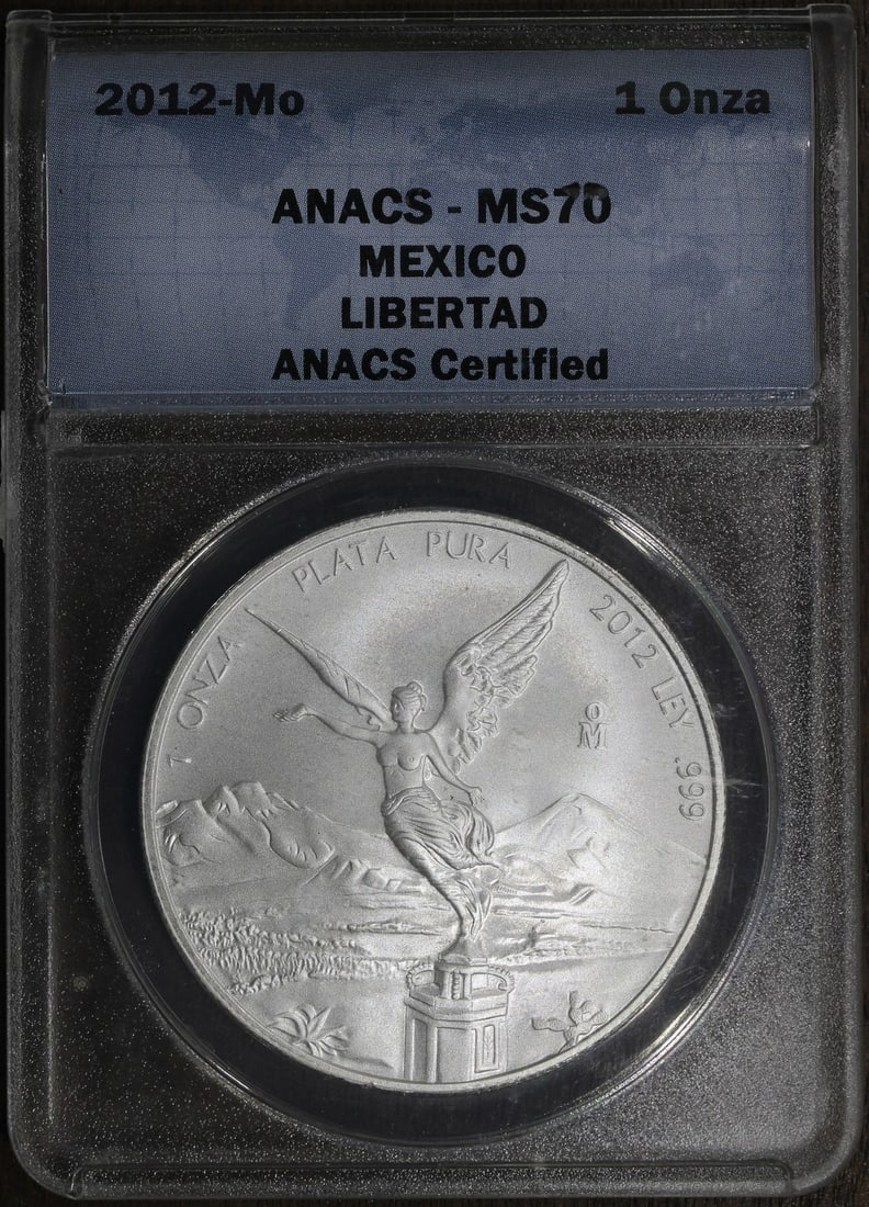 ANACS MS70 2012-Mo Mexico 1 oz Silver Libertad Coin (1 of 2)