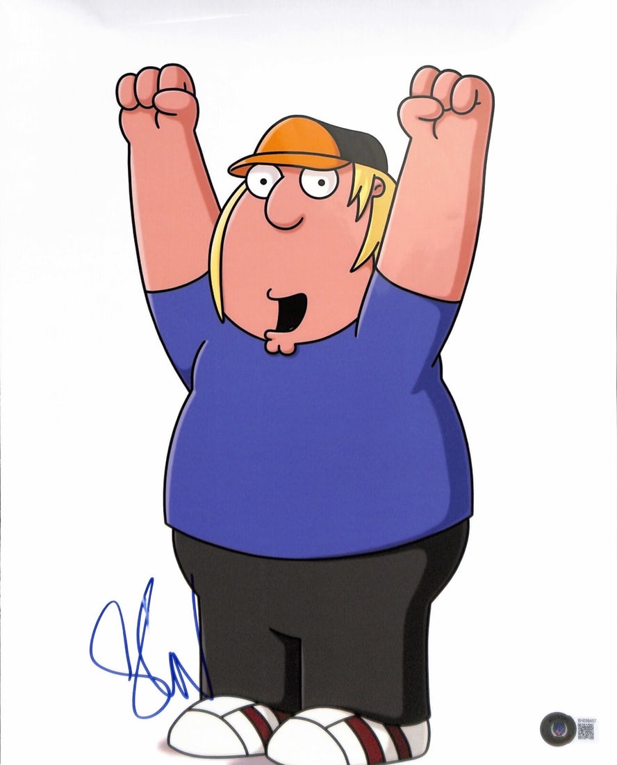 Beckett certified 11x14 signed Family Guy photo Seth Green as Chris Griffin: Beckett certified 11x14 signed Family Guy photo Seth Green as Chris Griffin Original 11x14 photograph from Family Guy, signed by Seth Green, the voice of Chris Griffin, in blue permanent marker. The a