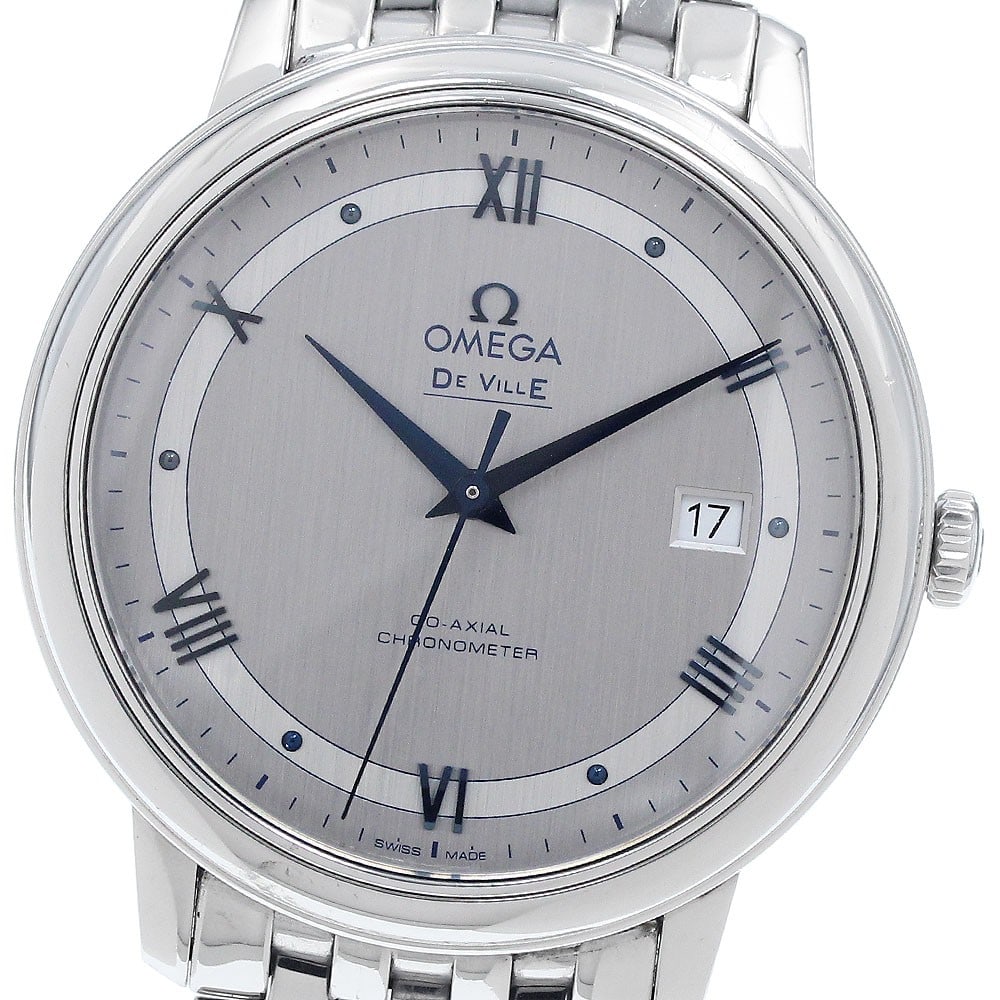 OMEGA De Ville Co-Axial automatic mens date watch ref 424.10.40.20.02.001: OMEGA De Ville Co-Axial automatic mens date watch ref 424.10.40.20.02.001 Omega De Ville Co-Axial men's wristwatch with automatic movement and date function. This stainless steel watch features a silv