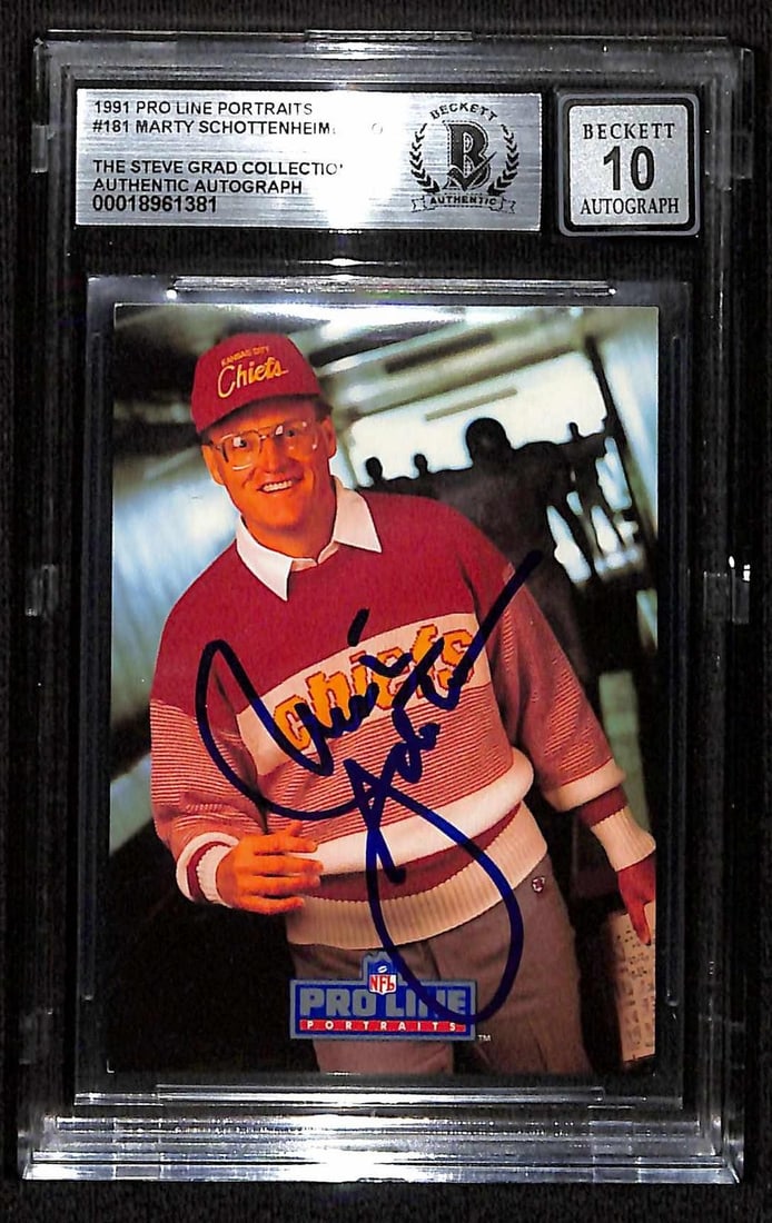 1991 Pro Line Portraits Marty Schottenheimer Chiefs Autograph Card BAS 10 (1 of 1)