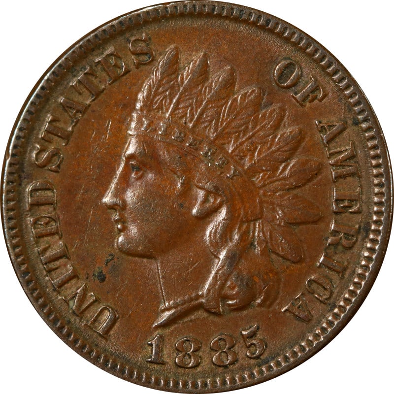1885 United States Indian Head Cent Copper Coin: 1885 United States Indian Head Cent Copper Coin 1885 Indian Cent coin from the United States. This pre-owned piece is composed of copper and is offered in circulated, uncertified condition. Specificat