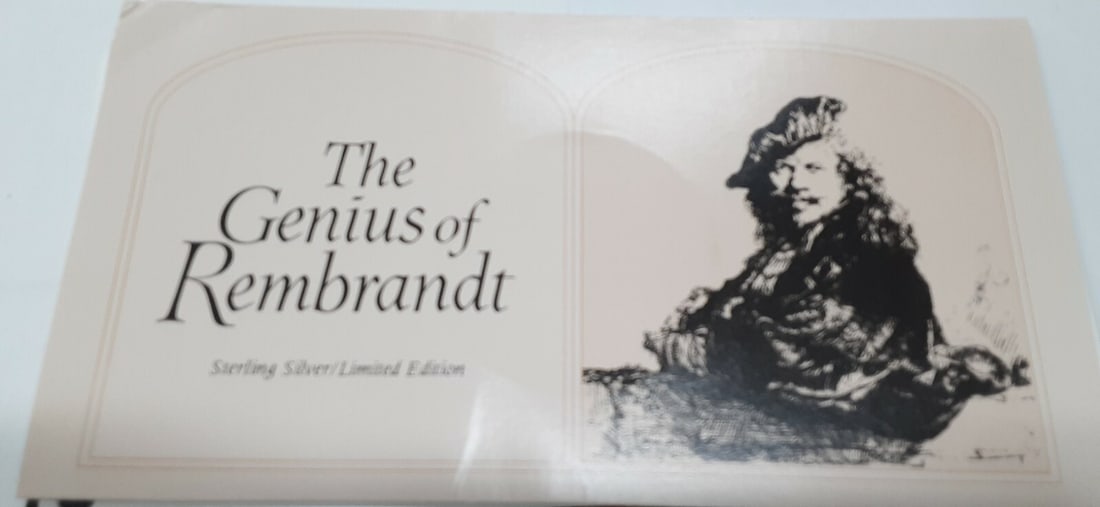 Genius of Rembrandt .925 Silver Medal Officials Drapers in Franklin Mint Card (1 of 5)
