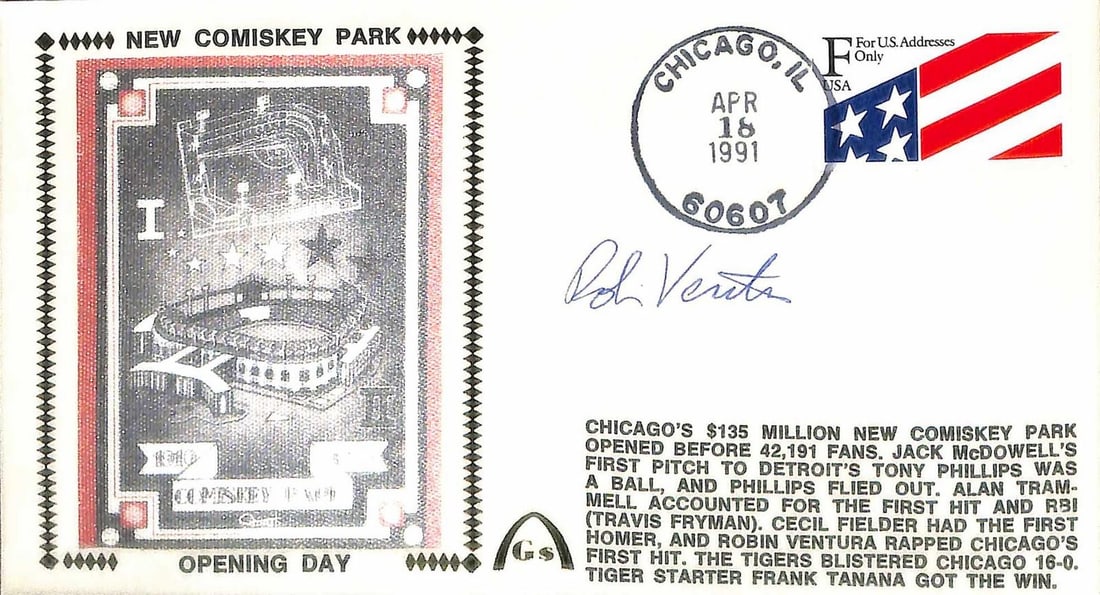 Beckett Authenticated Robin Ventura autographed FDC New Comiskey Park opener (1 of 1)