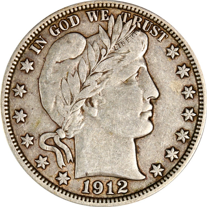 1912 P Barber Silver Half Dollar United States Coin: 1912 P Barber Silver Half Dollar United States Coin 1912-P Barber Half Dollar in pre-owned, circulated condition. This uncertified coin is identified as a Choice++ example and is composed of silver. S