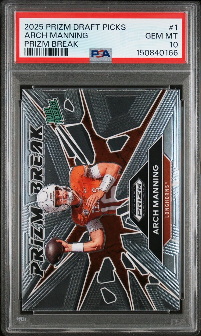 PSA 10 Arch Manning 2025 Panini Prizm Draft Picks #1 RC Card (1 of 2)