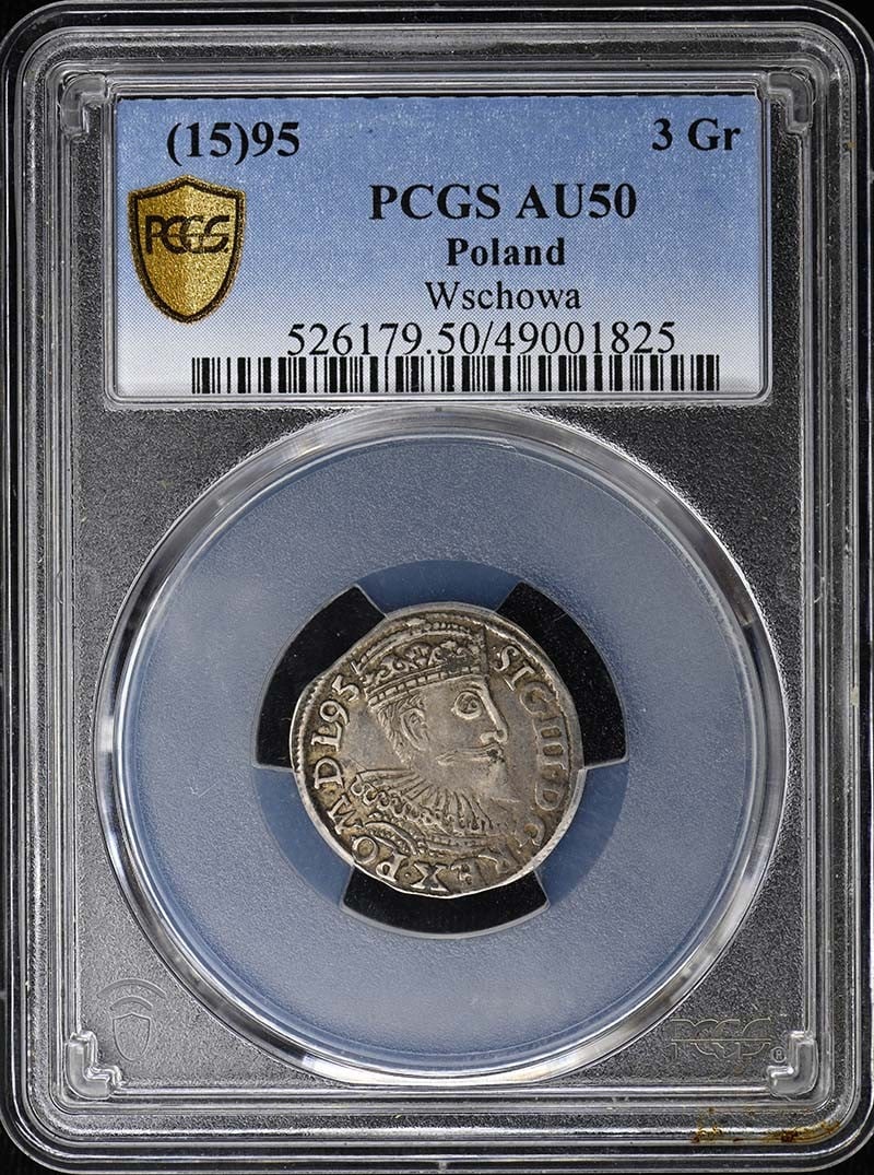 Poland 1595 3 Gr Wschowa PCGS AU50 Coin (1 of 2)