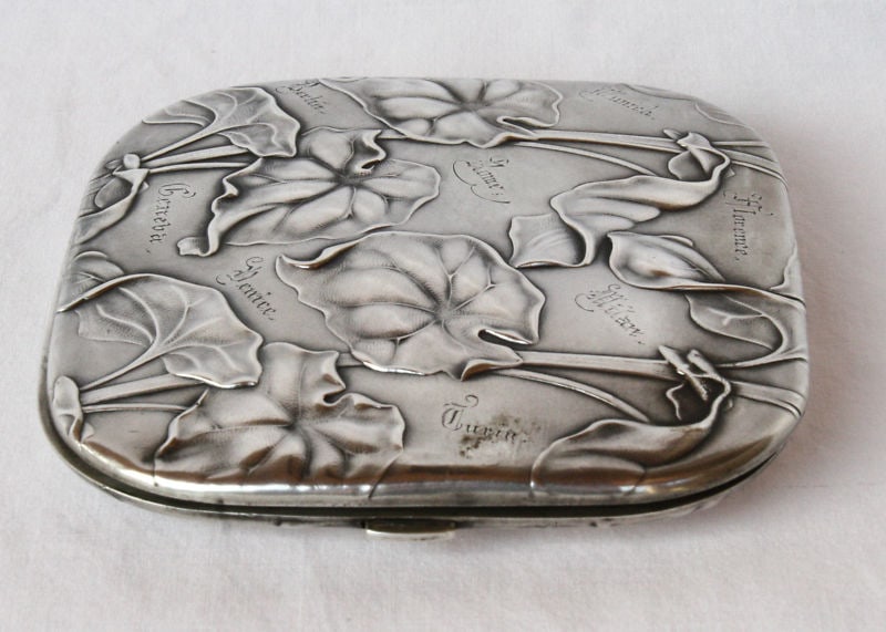 German 800 Sterling Silver Art Nouveau Box M and K (1 of 8)