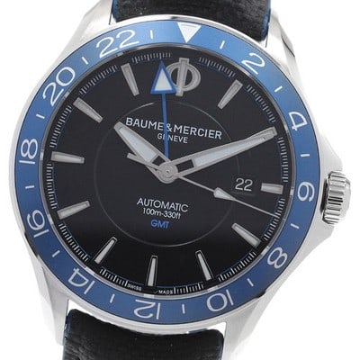 Baume & Mercier Clifton Club GMT Date Automatic Mens Watch M0A10486: Baume & Mercier Clifton Club GMT Date Automatic Mens Watch M0A10486 Baume & Mercier Clifton Club Date GMT automatic men's watch with a black dial and stainless steel case. This reference M0A10486 feat
