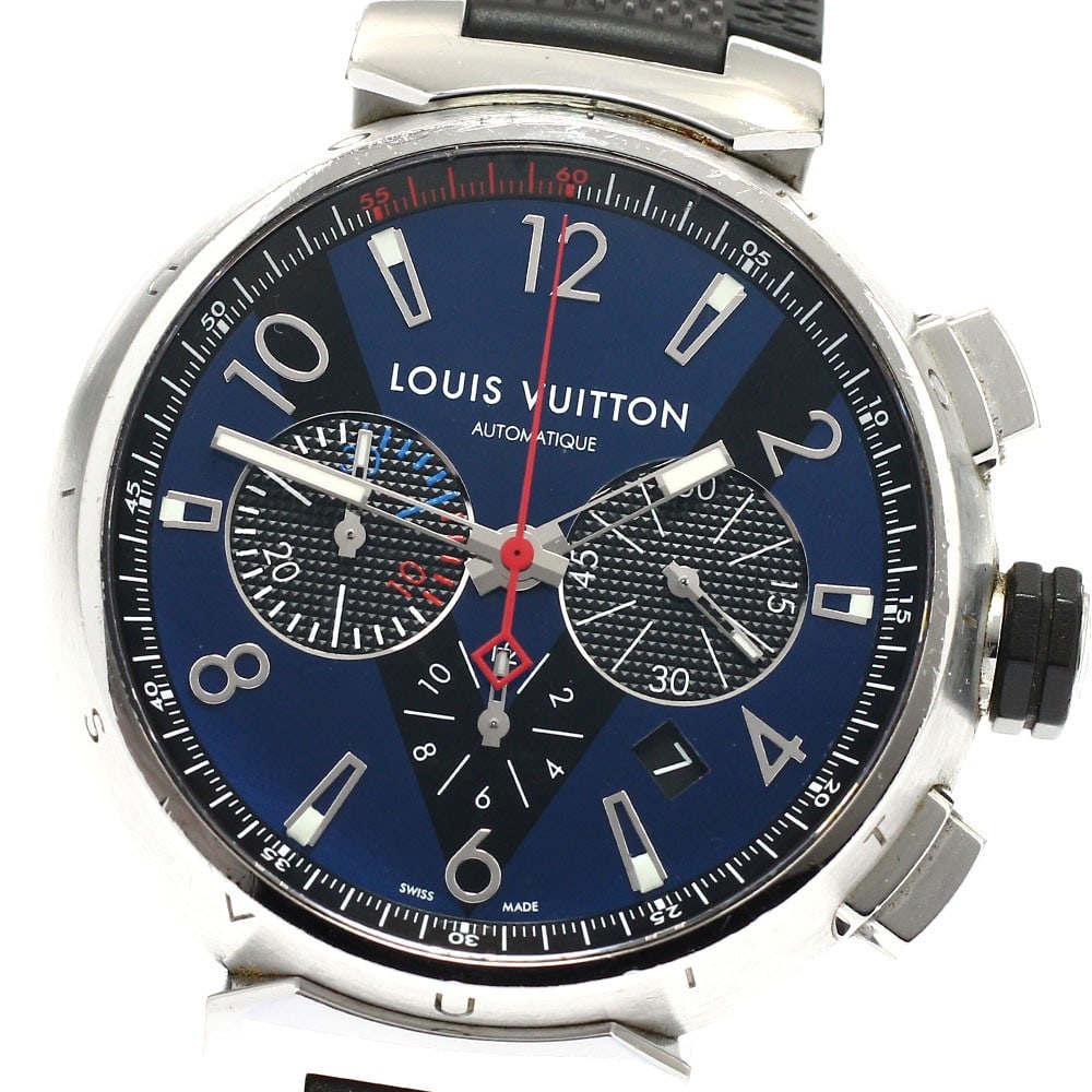 Louis Vuitton Tambour Q102V mens automatic chronograph wristwatch (1 of 7)