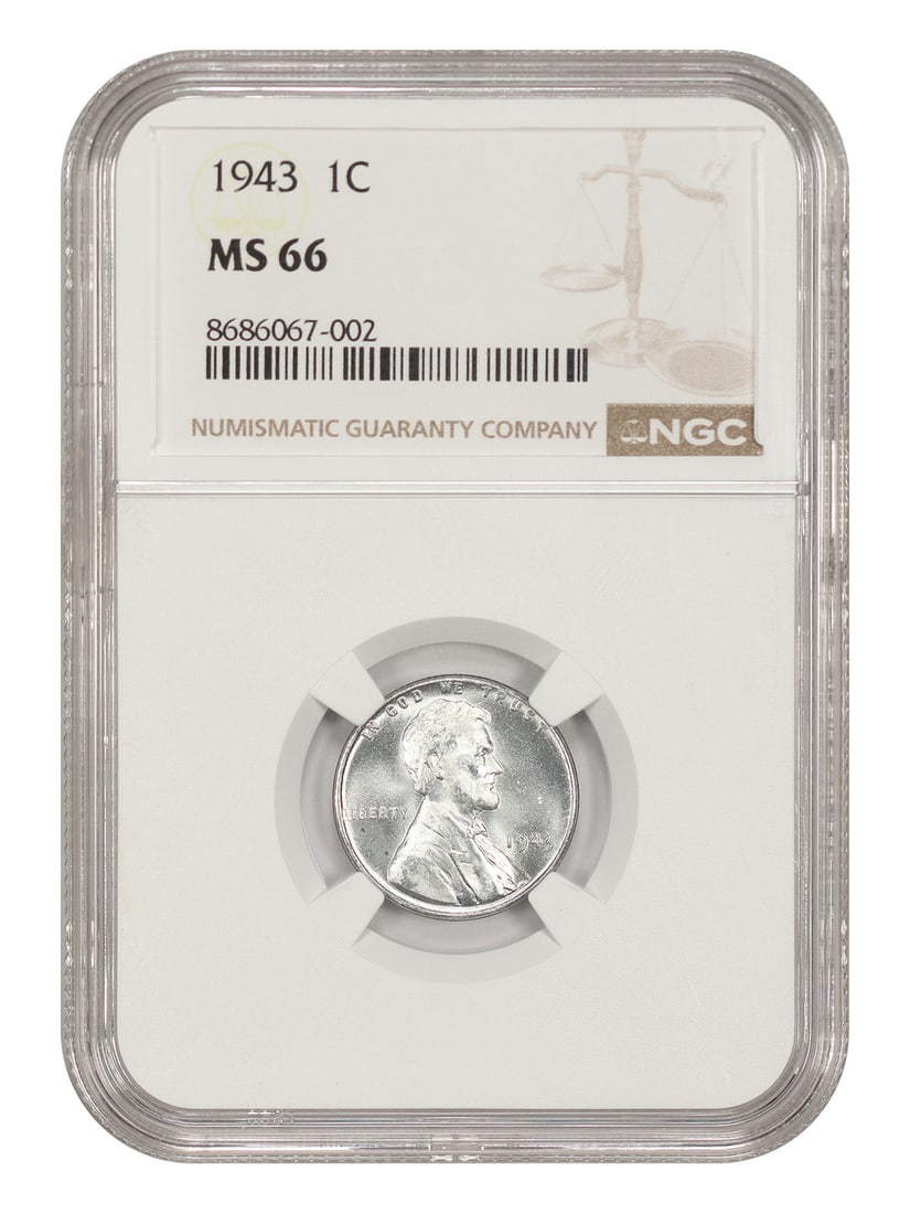 NGC MS66 1943 Philadelphia Lincoln Wheat Cent Steel 1C (1 of 4)