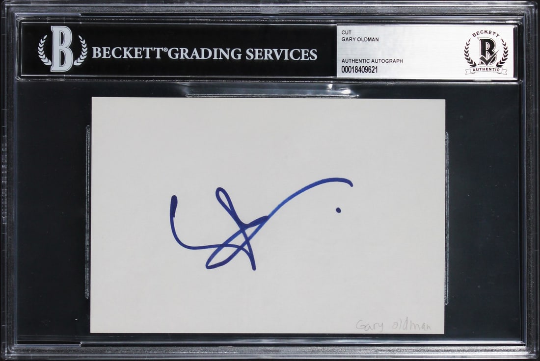 Slabbed 4x6 index card autographed by Gary Oldman Beckett authenticated (1 of 2)