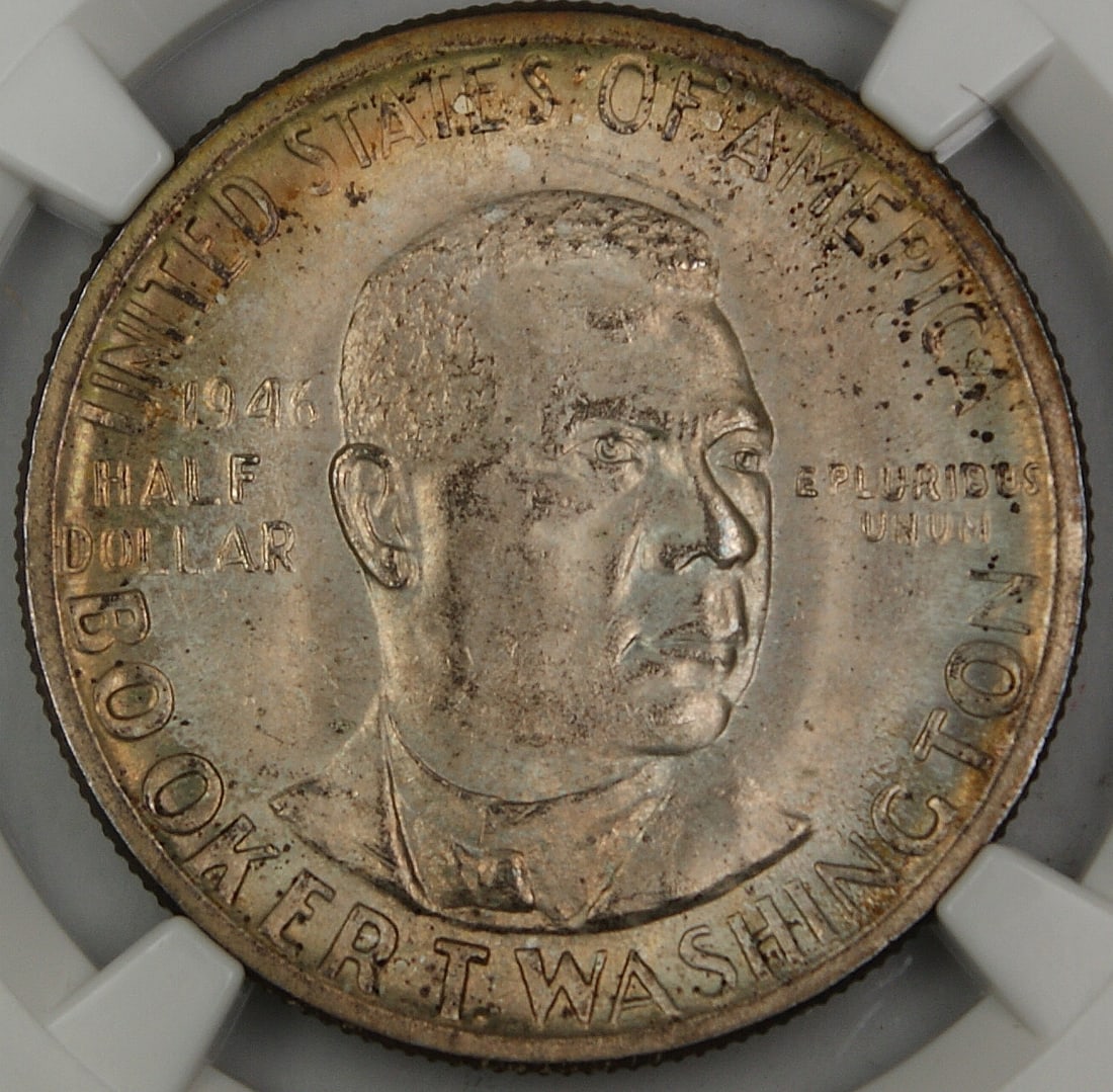 NGC MS-65 1946 Booker T Washington Silver Commemorative Half Dollar: NGC MS-65 1946 Booker T Washington Silver Commemorative Half Dollar 1946 Booker T. Washington silver commemorative half dollar graded NGC MS-65. This uncirculated coin features nice original toning an