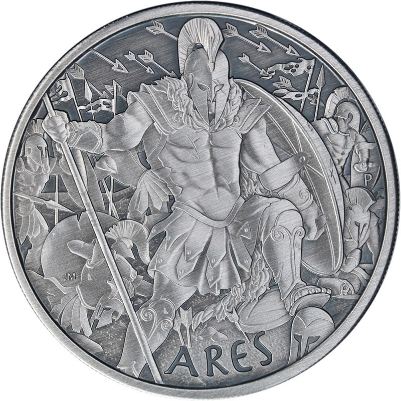 Tuvalu 2023 Gods of Olympus Ares $1 1 Oz .999 Silver Antiqued with OGP COA (1 of 2)