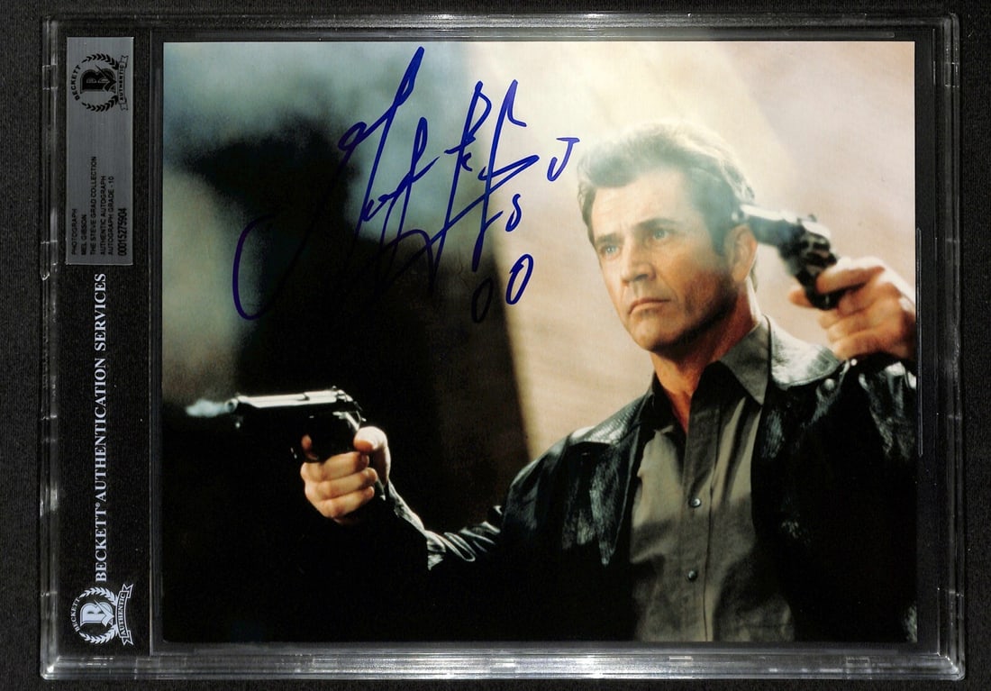 8x10 Color Photograph Signed by Mel Gibson Graded 10 by Beckett: 8x10 Color Photograph Signed by Mel Gibson Graded 10 by Beckett This is an original 8x10 color photograph autographed by actor Mel Gibson. Signed in blue permanent marker, the autograph has been authe