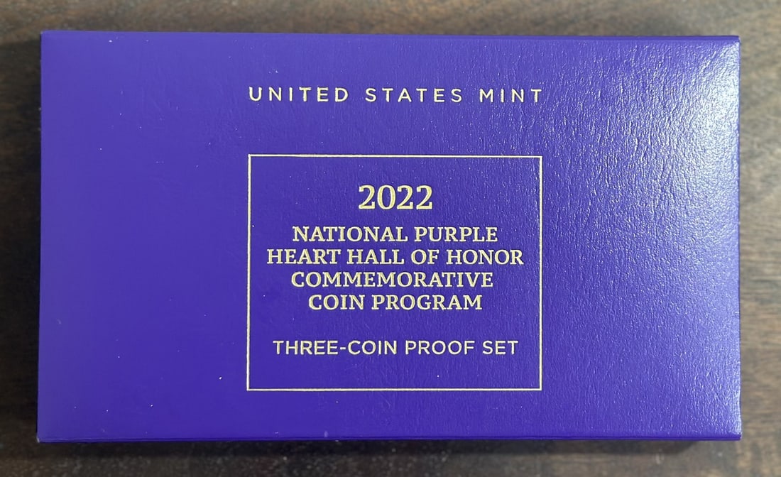 2022 U.S. Mint Purple Heart 3 Coin Gold Silver Proof Commemorative Set (1 of 2)