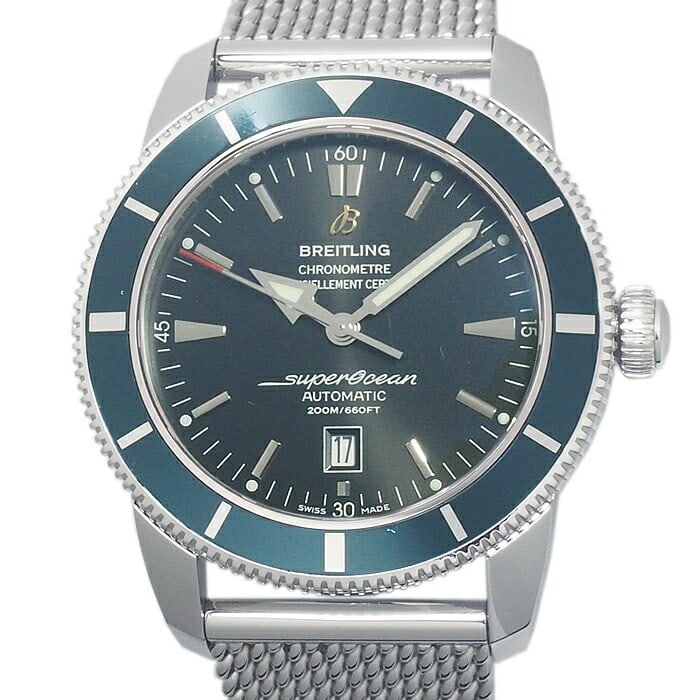 Breitling A172BGROCA Superocean wristwatch 46mm green bezel limited edition: Breitling A172BGROCA Superocean wristwatch 46mm green bezel limited edition Breitling Superocean Heritage 46 Green Edition wristwatch with automatic movement and a stainless steel case and bracelet. T