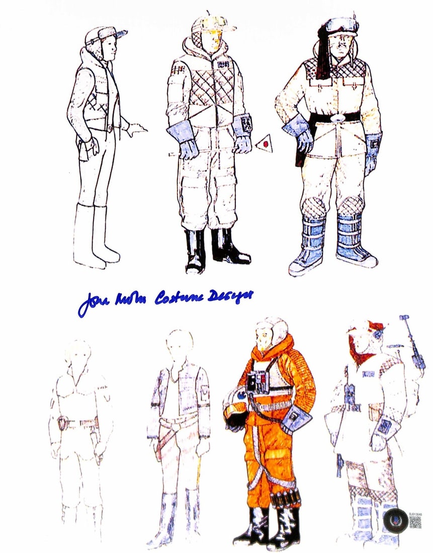 11x14 Beckett Authenticated John Mollo Star Wars Hoth Rebels Signed Photo: 11x14 Beckett Authenticated John Mollo Star Wars Hoth Rebels Signed Photo This 11x14 color photograph features a Hoth Rebels costume design scene from Star Wars: The Empire Strikes Back, personally si