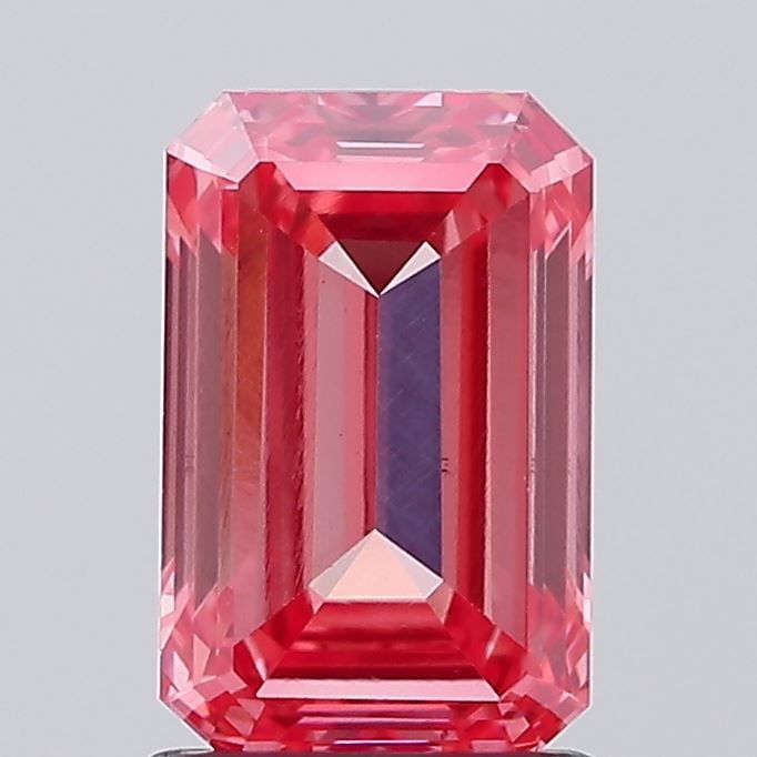Loose Diamond - EMERALD 1.58ct Fancy Vivid Pink VS1: Loose Diamond - EMERALD 1.58ct Fancy Vivid Pink VS1 Source: This is a real non-mined Diamond that has been grown in a lab Shape: EMERALD Carats: 1.58 Color: Fancy Vivid Pink Certification: IGI Video: