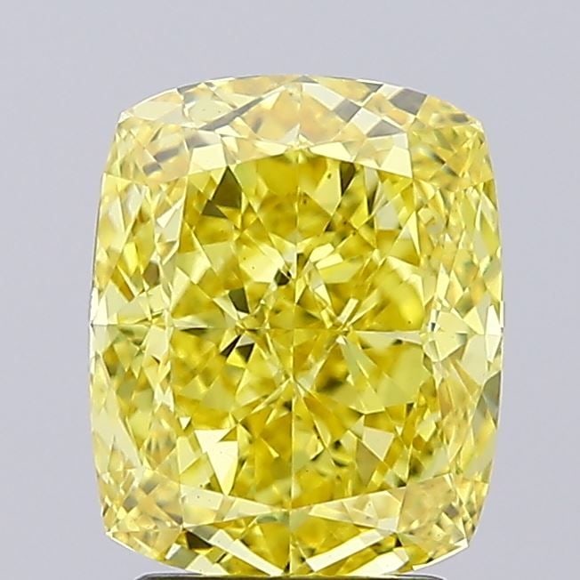 Loose Diamond - CUSHION MODIFIED 2.64ct Fancy Vivid Yellow VS1: Loose Diamond - CUSHION MODIFIED 2.64ct Fancy Vivid Yellow VS1 Source: This is a real non-mined Diamond that has been grown in a lab Shape: CUSHION MODIFIED Carats: 2.64 Color: Fancy Vivid Yellow