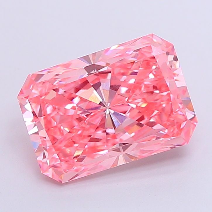 Loose Diamond - RADIANT 3.78ct Fancy Vivid Pink VS1: Loose Diamond - RADIANT 3.78ct Fancy Vivid Pink VS1 Source: This is a real non-mined Diamond that has been grown in a lab Shape: RADIANT Carats: 3.78 Color: Fancy Vivid Pink Certification: IGI Video: