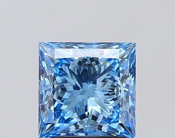 Loose Diamond - PRINCESS 2.58ct Fancy Vivid Blue VS2: Loose Diamond - PRINCESS 2.58ct Fancy Vivid Blue VS2 Source: This is a real non-mined Diamond that has been grown in a lab Shape: PRINCESS Carats: 2.58 Color: Fancy Vivid Blue Certification: IGI Video