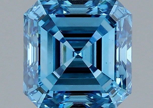 Loose Diamond - ASSCHER 1.01ct Fancy Vivid Blue VS2: Loose Diamond - ASSCHER 1.01ct Fancy Vivid Blue VS2 Source: This is a real non-mined Diamond that has been grown in a lab Shape: ASSCHER Carats: 1.01 Color: Fancy Vivid Blue Certification: IGI Video: