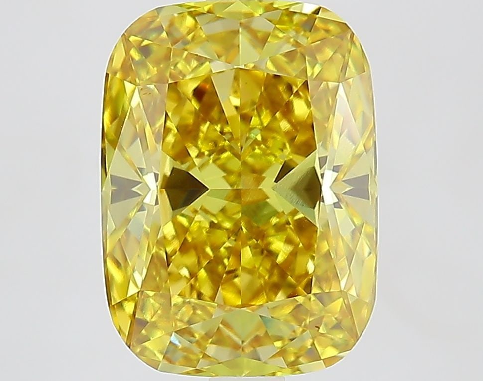 Loose Diamond - CUSHION MODIFIED 4.01ct Fancy Intense Yellow VVS2: Loose Diamond - CUSHION MODIFIED 4.01ct Fancy Intense Yellow VVS2 Source: This is a real non-mined Diamond that has been grown in a lab Shape: CUSHION MODIFIED Carats: 4.01 Color: Fancy Intense Yellow