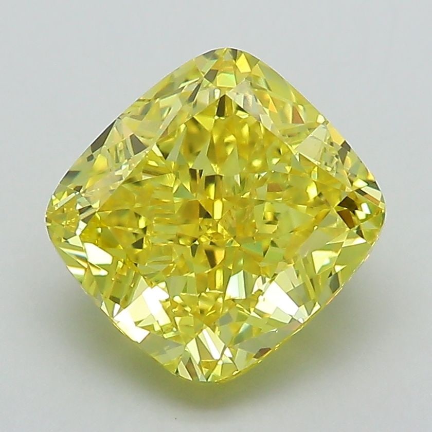 Loose Diamond - CUSHION MODIFIED 3.0ct Fancy Vivid Yellow VS1: Loose Diamond - CUSHION MODIFIED 3.0ct Fancy Vivid Yellow VS1 Source: This is a real non-mined Diamond that has been grown in a lab Shape: CUSHION MODIFIED Carats: 3.0 Color: Fancy Vivid Yellow Certif